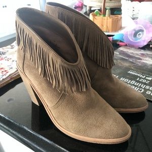 Joie Brand “Loren” Suede Fringe Bootie, size 9